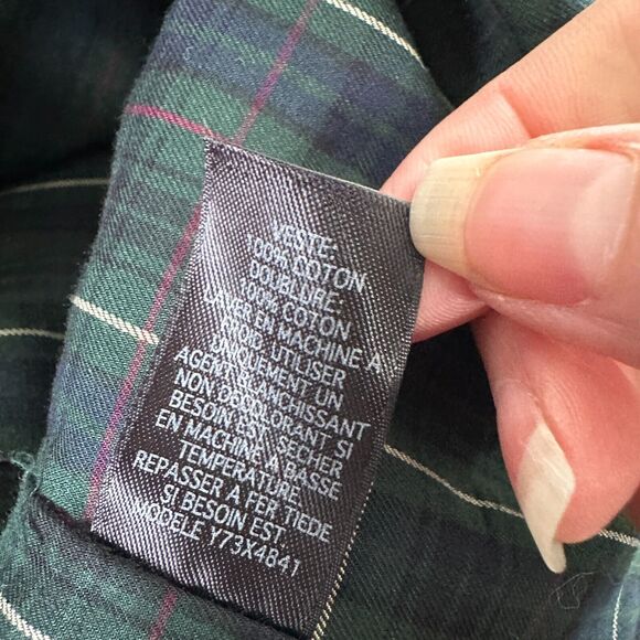 Guess Black Button Down Belted Trench Coat Navy and Green Plaid Interior M - Picture 9 of 13